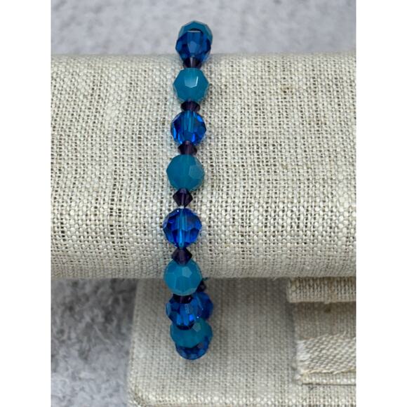 Lori Frantz-Koenig Blue Purple Crystal Bead Bracelet 8" #65105 - Picture 4 of 5